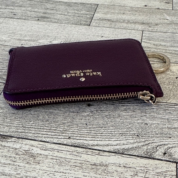 Kate Spade Darcy Medium L Zip Purple Leather Card Holder - Picture 7 of 8